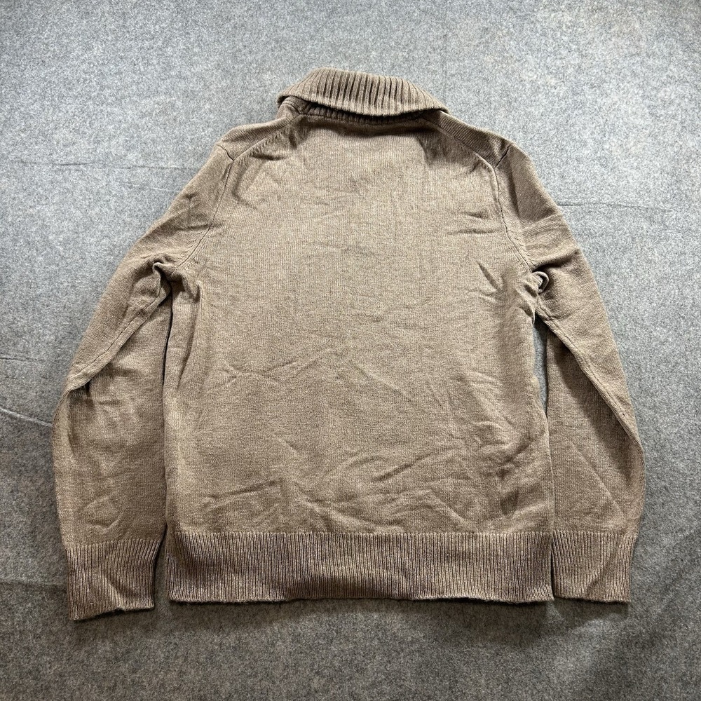 J. Crew Sweater Men's Medium Shawl Collar Lambswool Pullover Brown Button - Picture 9 of 9